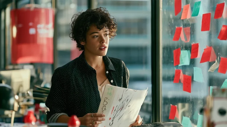 femme professionnelle concentrée sur sa promotion de manager